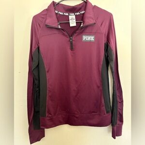 PINK Victoria's Secret Women's Plum and Black Quarter-Zip Top